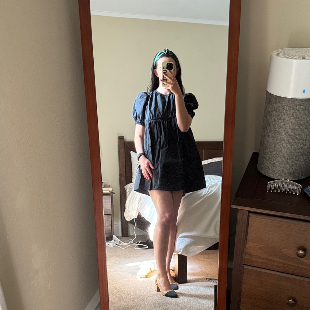 Black Puff Sleeve Mini Dress